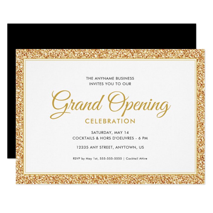 Gold Faux Glitter Grand Opening Invitation Zazzle Com