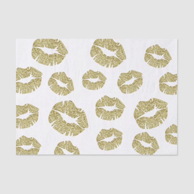 Gold Faux Glitter Kisses Tissue Paper (Front)
