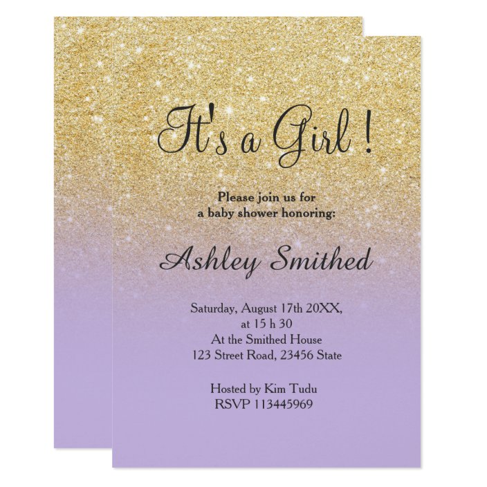 lavender and gold baby shower invitations