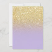 Gold faux glitter lavender ombre girl baby shower invitation (Back)