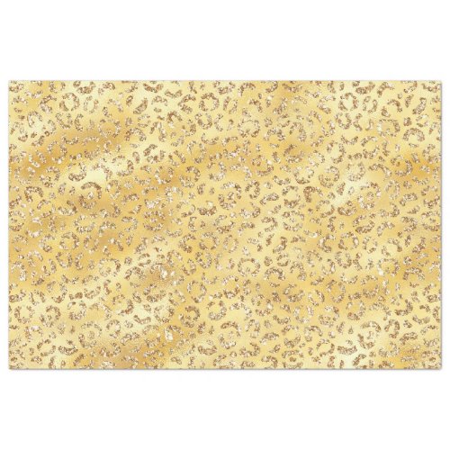 Gold Faux Glitter Leopard Print Tissue Paper