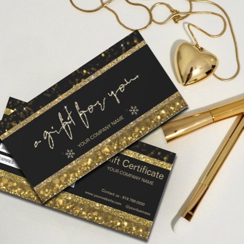 Gold Faux Glitter Lights Gift Certificate