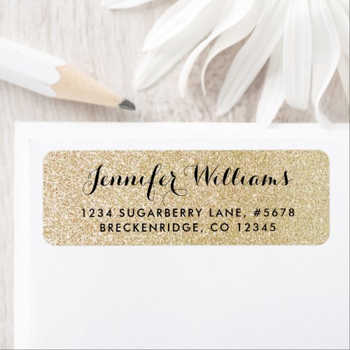 Gold Faux Glitter Look Return Address Label