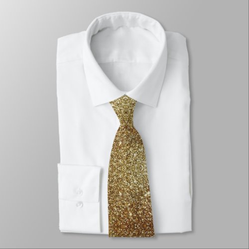 Gold Faux Glitter Luxe Neck Tie