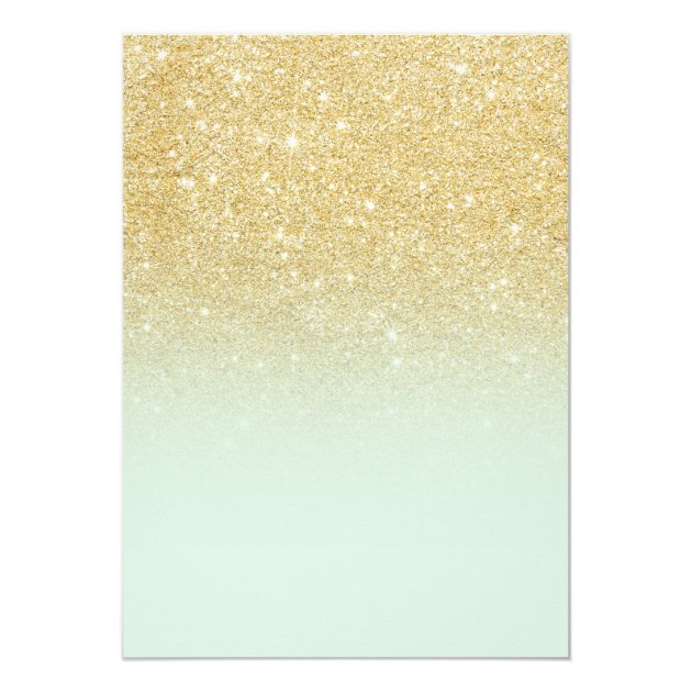 Gold Faux Glitter Mint Ombre Girl Baby Shower Invitation
