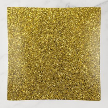 Gold Faux Glitter Modern Trinket Tray by My_Blue_Skye at Zazzle