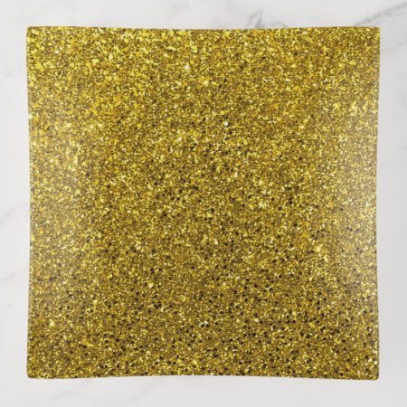 Gold Faux Glitter Modern Trinket Tray