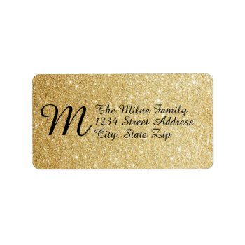 Gold Faux Glitter Monogram - Address Labels by Midesigns55555 at Zazzle