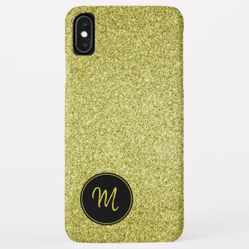 Gold Faux Glitter Monogram Minimalist Sparkly iPhone XS Max Case
