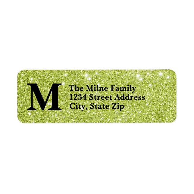 Gold Faux Glitter Monogram - Return Address Labels (Front)