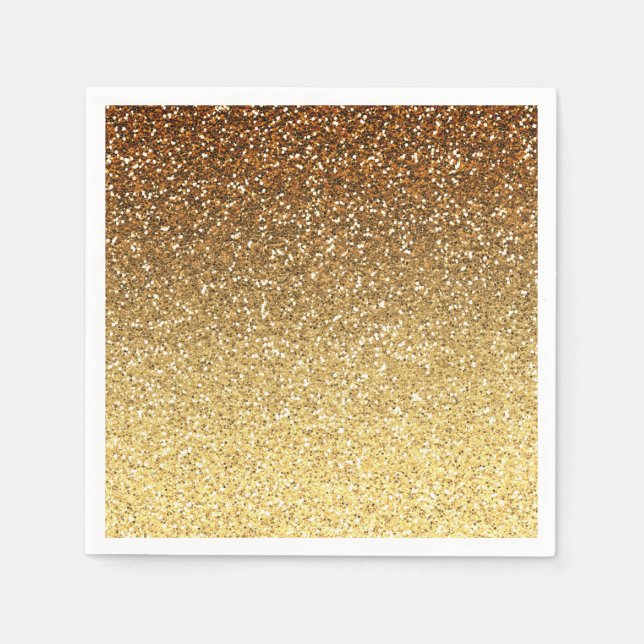 Gold Faux Glitter Ombre Paper Napkins (Front)