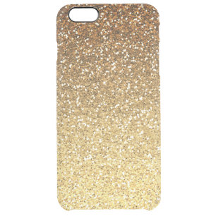 Gold Faux Glitter Ombre Clear iPhone 6 Plus Case