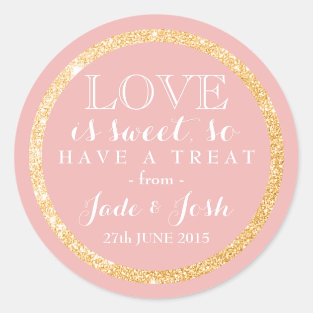 Gold Faux Glitter On ANY COLOR Wedding Favor Label