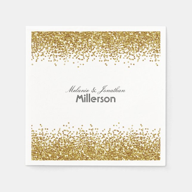 Gold Faux Glitter Paper Napkins (Front)