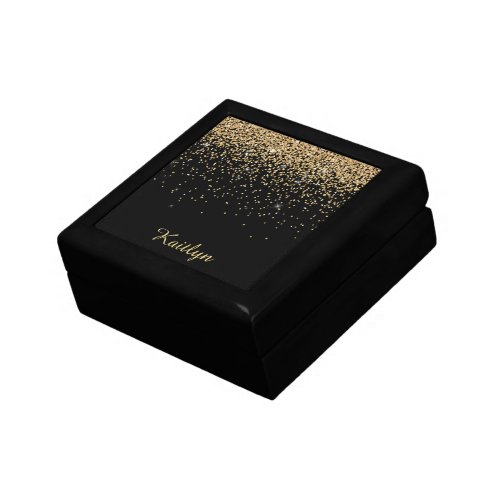 Gold Faux Glitter Personalized Gift Box