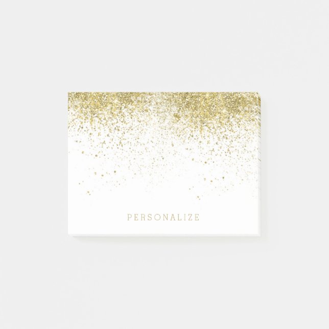 Gold Faux Glitter Post-it Notes (Front)