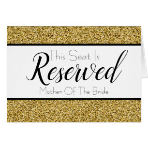 Gold Faux Glitter Reserved Seat Wedding Sign Cards