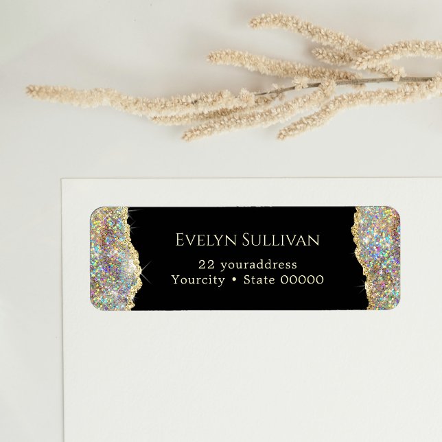 Gold faux glitter Return Address Label (Creator Uploaded)