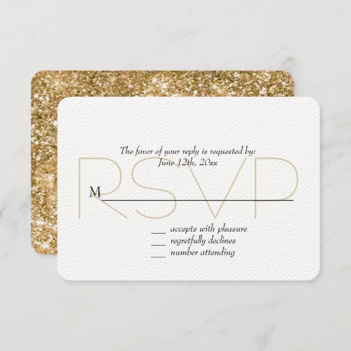 Gold Faux Glitter RSVP