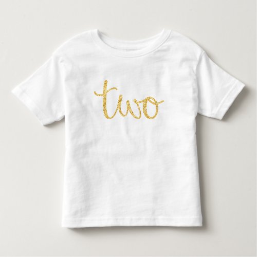 Gold Faux Glitter Script 2nd Birthday Toddler T_shirt
