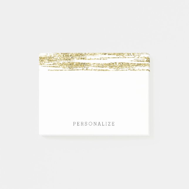 Gold Faux Glitter Stripes Post-it Notes (Front)