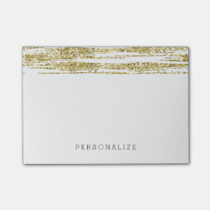 Gold Faux Glitter Stripes Post-it Notes