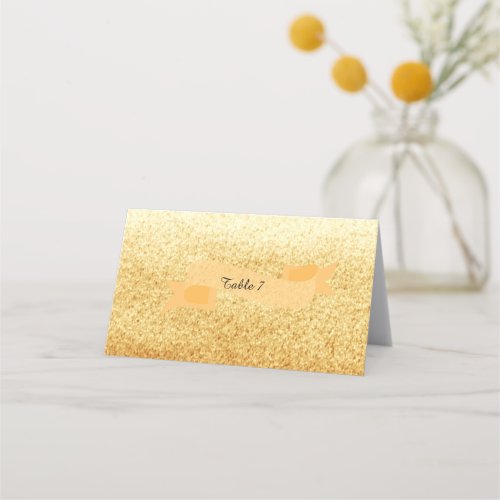 Gold Faux Glitter Table Number Place Card