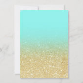 Gold faux glitter teal ocean chic bridal shower invitation (Back)