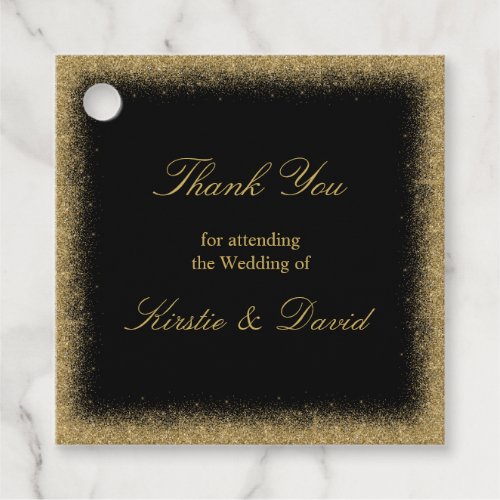 Gold Faux Glitter Wedding Favor Tags