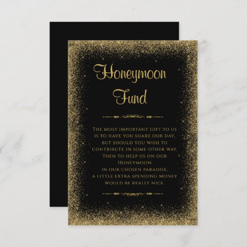 Gold Faux Glitter Wedding Honeymoon Fund Enclosure Card
