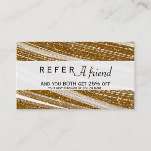 Gold Faux Glitter & White Chic Client Card