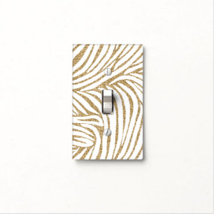 Gold Faux Glitter Zebra Print Light Switch Cover