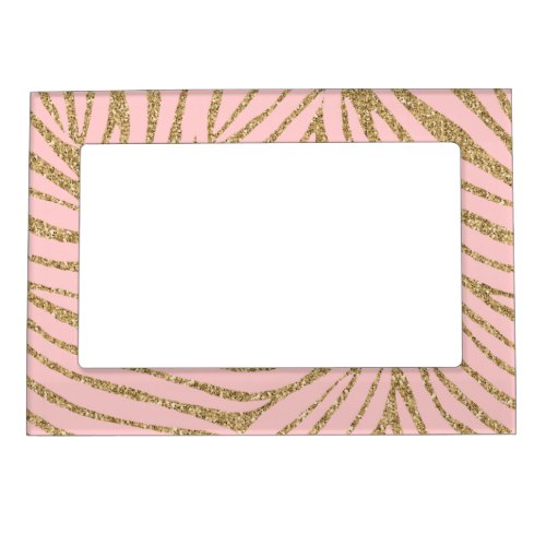 Gold Faux Glitter Zebra Print Magnetic Photo Frame