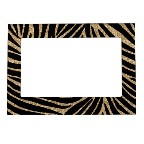 Gold Faux Glitter Zebra Print Magnetic Photo Frame