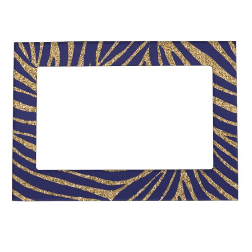 Gold Faux Glitter Zebra Print Magnetic Picture Frame
