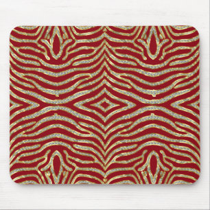 Gold Faux Glitter Zebra Stripes Custom Background Mouse Pad