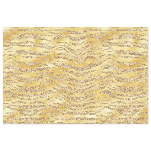 Gold Faux Glitter Zebra Stripes Tissue Paper