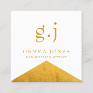 Gold Faux Gold Foil Edge Jewelry Designer Square Business Card