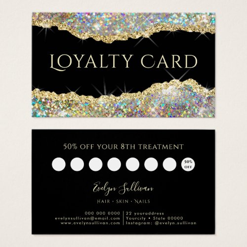 Gold faux iridescent glitter loyalty card