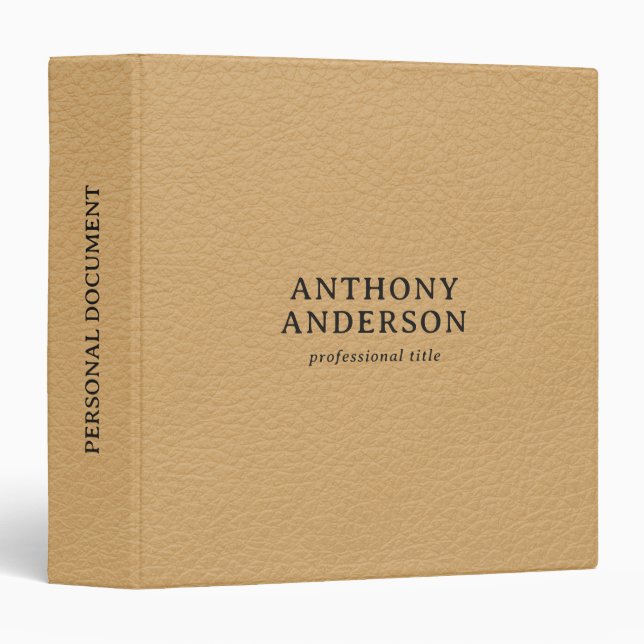 Gold Faux Leather Texture Design 3 Ring Binder (Front/Spine)
