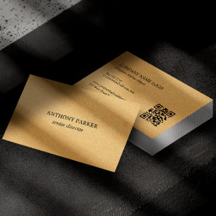 Gold Faux Leather Texture Design Business Card
