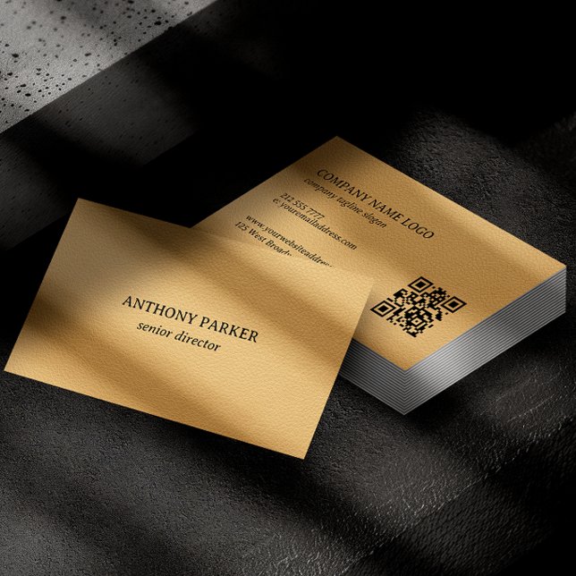 Gold Faux Leather Texture Design Business Card (Creator Uploaded)