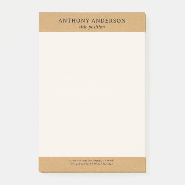 Gold Faux Leather Texture Design Post-it Notes (Front)