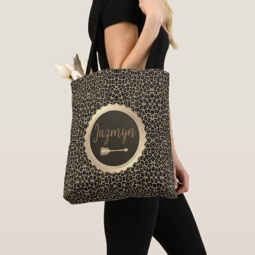 Gold Faux Leopard Personalized Tote Bag