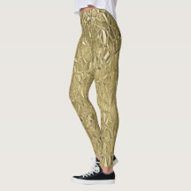 Gold Faux Metallic Gemstone Leggings