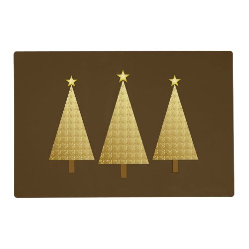 Gold Faux Metallic Modern Christmas Tree Placemat