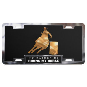 Gold (faux) Rodeo Barrel Racer with Frame License Plate