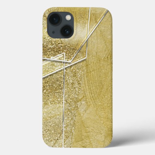 Gold Faux Shimmer Look Crystal Glass Glam  iPhone 13 Case