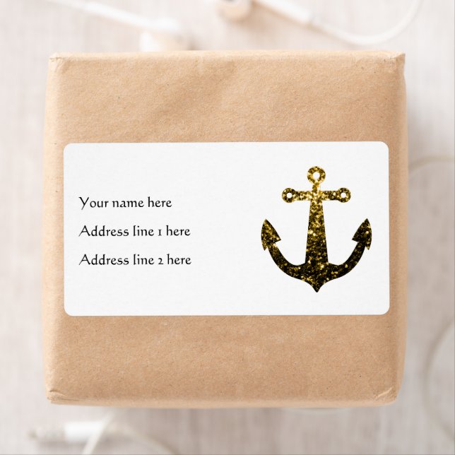 Gold faux sparkle glitter Anchor Personalize Label (Insitu)