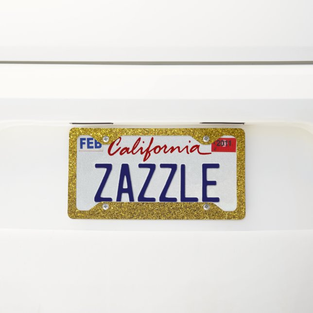 Gold Faux Sparkle Modern License Plate Frame (On Car)